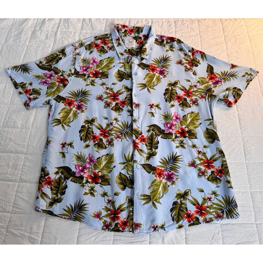 XL Tropical Floral Rayon Short Sleeve Hawaiian Shirt Resortwear